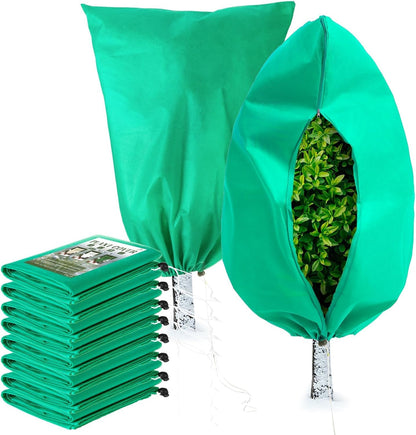 Homimp Plant Covers Freeze Protection, 8 Pack Frost Covers with Zipper Drawstring (31.5" x 47.3")