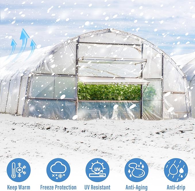 Legigo 12 X 26 Ft Clear Plastic Plant Covers Freeze Protection- 6 Mil Winter Greenhouse Plastic
