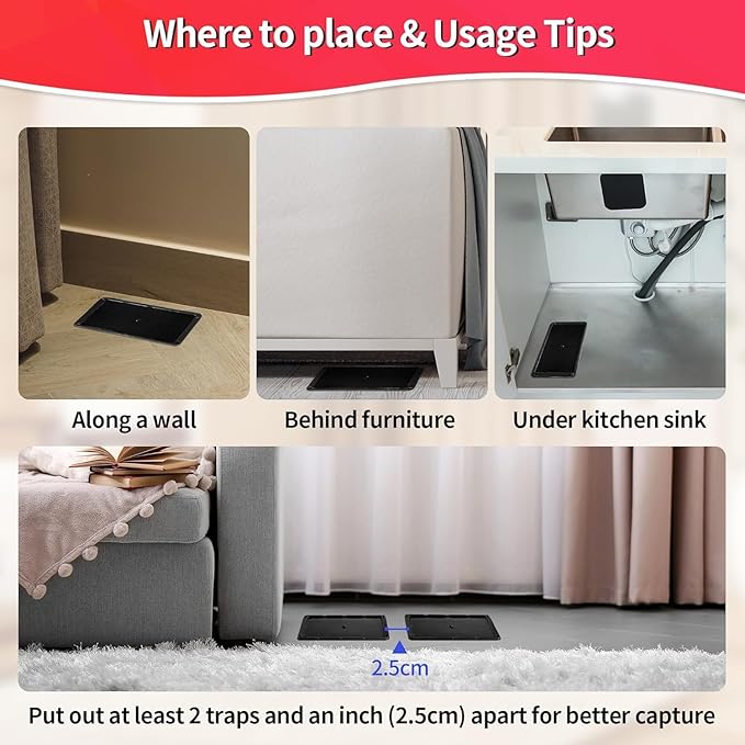 LULUCATCH Mouse Traps, 12 Pack Glue Traps, Pre-Baited Non-Toxic Bulk Mouse Traps Indoor for Home