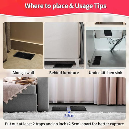 LULUCATCH Mouse Traps, 12 Pack Glue Traps, Pre-Baited Non-Toxic Bulk Mouse Traps Indoor for Home