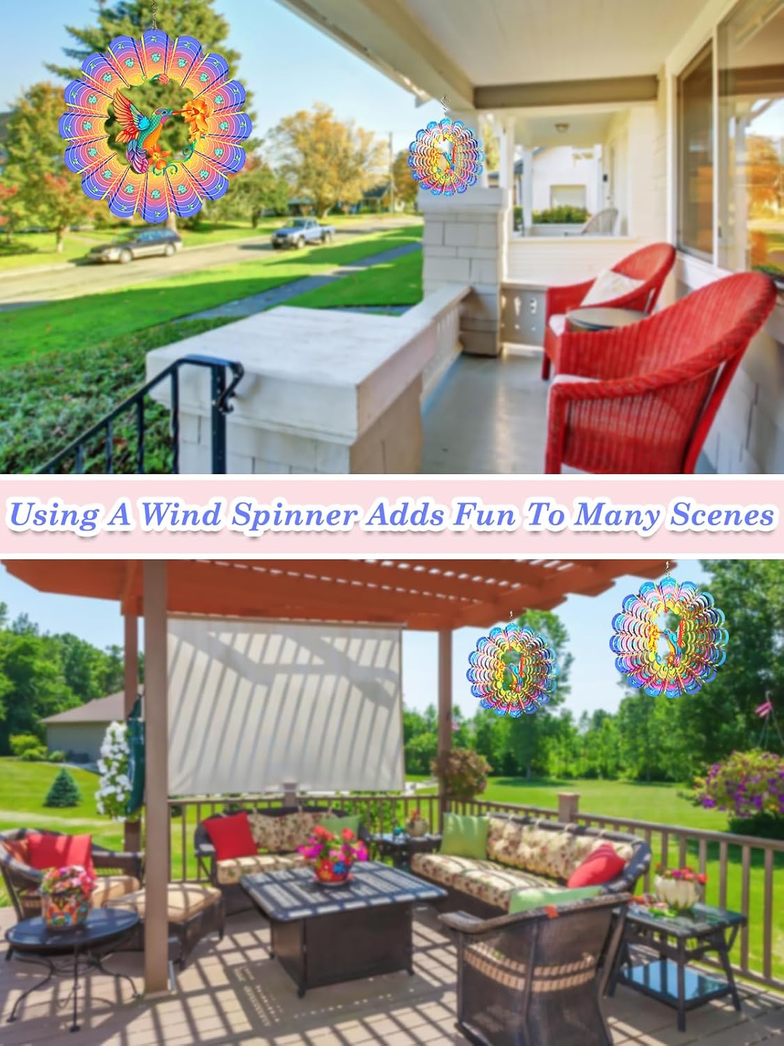 Hummingbird Wind Spinner-3D Metal Hanging Wind Spinners, Perfect Ornament Gifts for Women/Men, 12