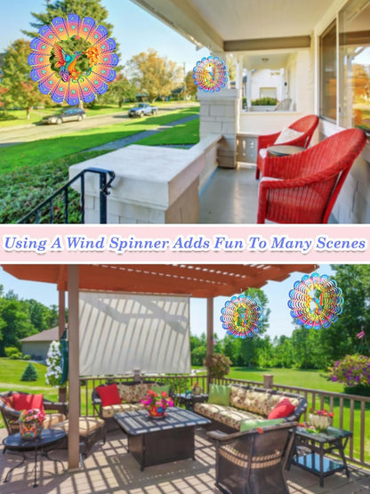 Hummingbird Wind Spinner-3D Metal Hanging Wind Spinners, Perfect Ornament Gifts for Women/Men, 12
