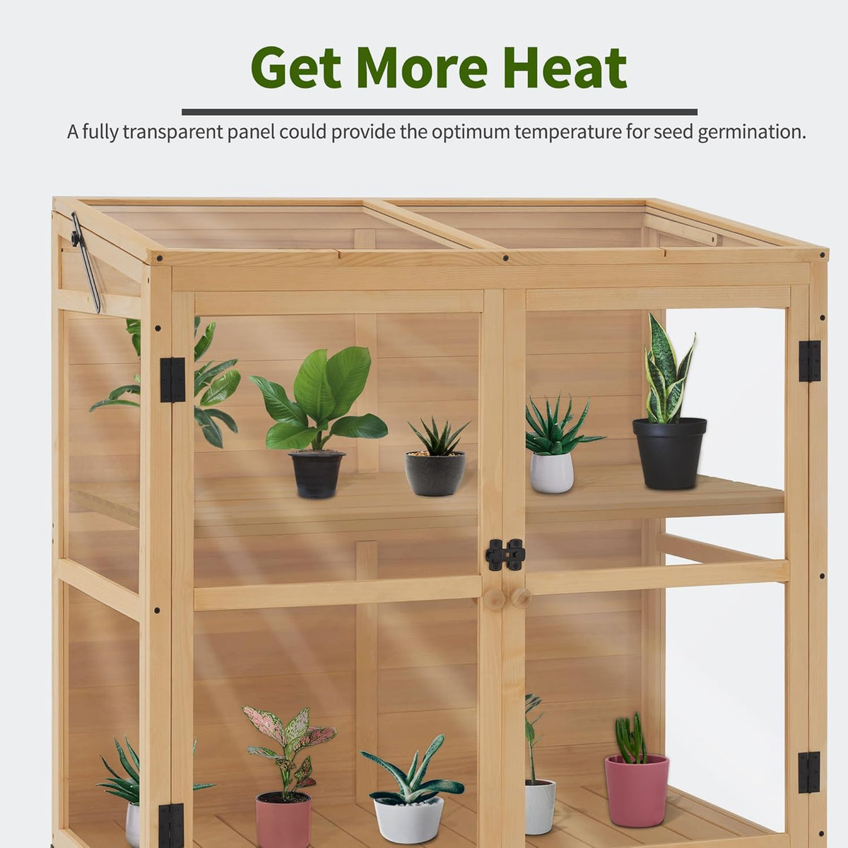 Macrout Wooden Cold Frame Greenhouse Cabinet Kit with Adjustable Shelf and Lockable Door, Fully