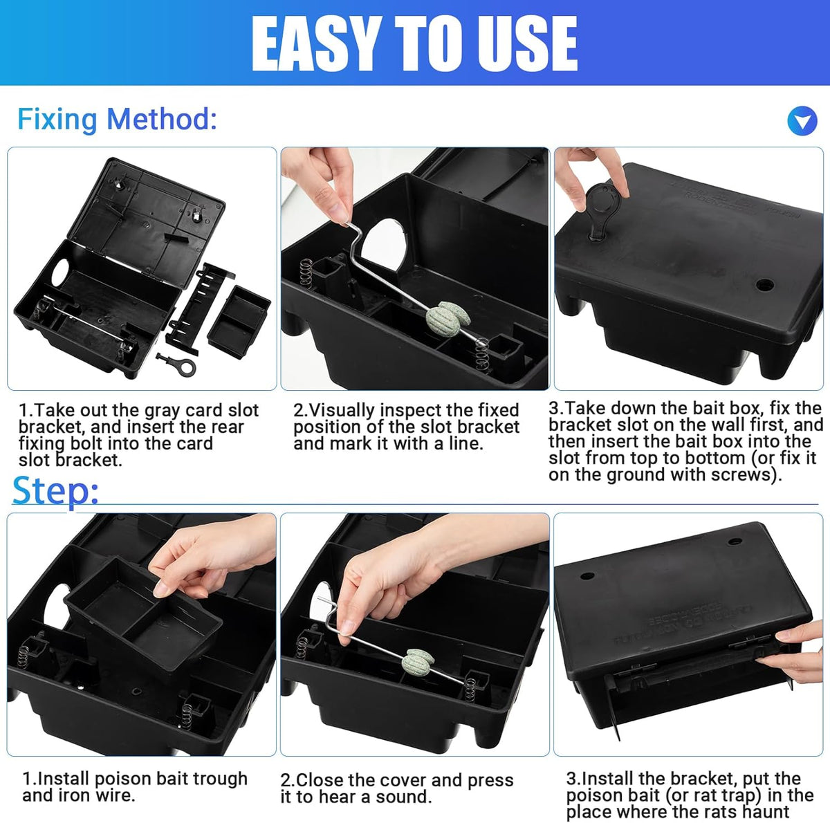 Qualirey 4 Pack Rat Bait Stations Large Rodent with Key Reusable Mouse Stations Mice Blocks Heavy