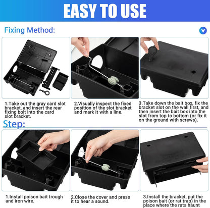 Qualirey 4 Pack Rat Bait Stations Large Rodent with Key Reusable Mouse Stations Mice Blocks Heavy