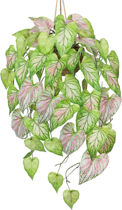 Large Fake Hanging Plants in Pot for Indoor & Outdoor, Long Artificial Hanging Pothos Plants Green