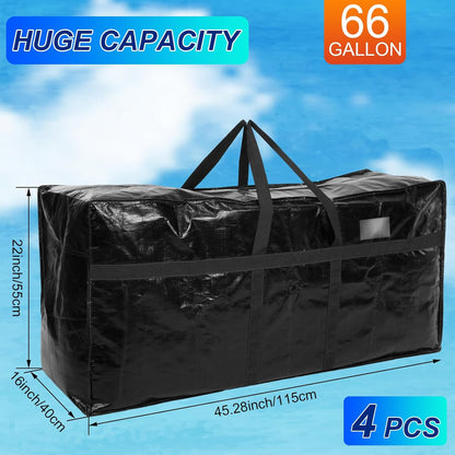 4 Pcs 66 Gallon Large Moving Bags with Zipper and Handles Foldable Storage Duffle Bags Heavy Duty