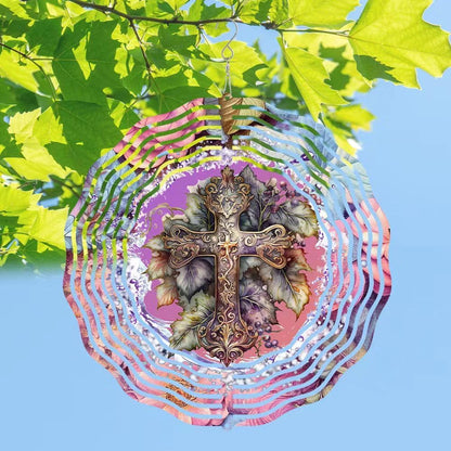 Cross Wind Spinner, Metal Wind Spinners Outdoor/Indoor, God Cross Hanging Garden Decor for Outside