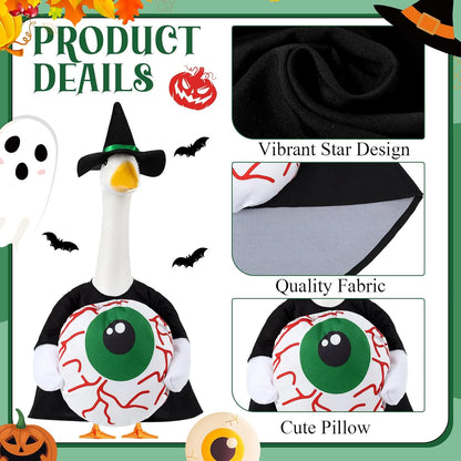 Sanwuta 1 Set Halloween Porch Goose Outfit Eyeball Pillow Design with Hat for 23" Lawn Cement Goose