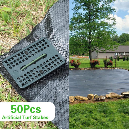 Bakulyor 50 Pcs Green Artificial Turf Stakes Anchor + 50 Pcs Buffer Washer, 6 Inch 11 Gauge