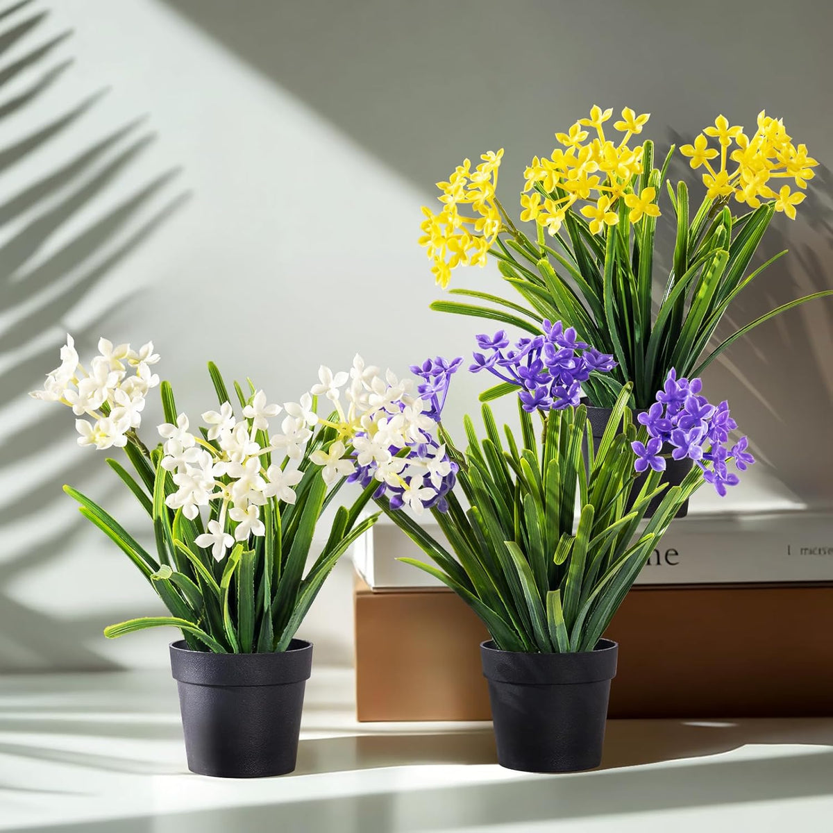 3 Pack Fake Small Plant in Pot Artificial Potted Flowers for Home Decor Fake Flower Plant Greenery