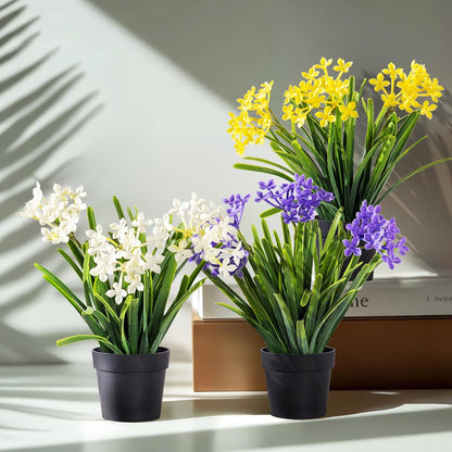3 Pack Fake Small Plant in Pot Artificial Potted Flowers for Home Decor Fake Flower Plant Greenery