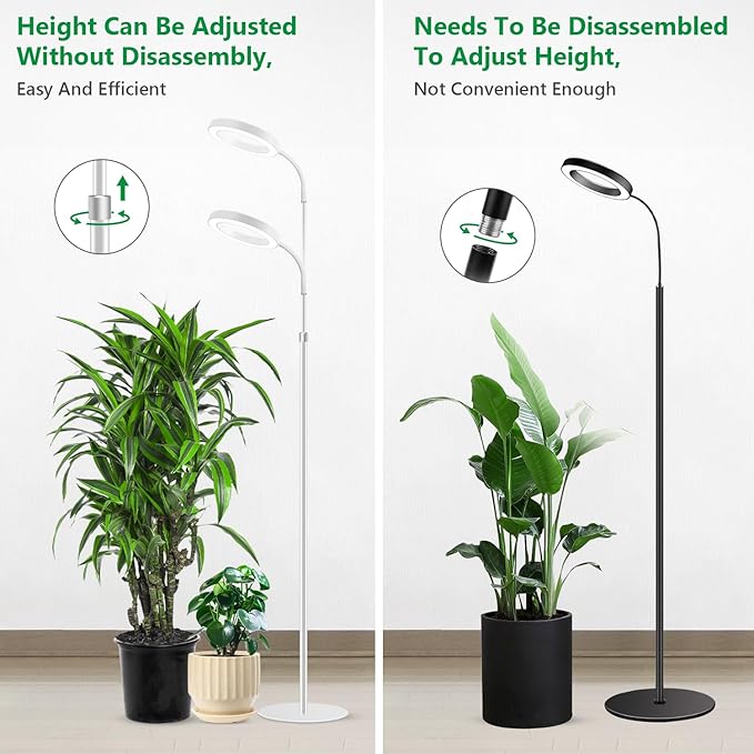 Floor Grow Lights for Indoor Plants, Full Spectrum Plant Light with 68" Stand for Growing Large