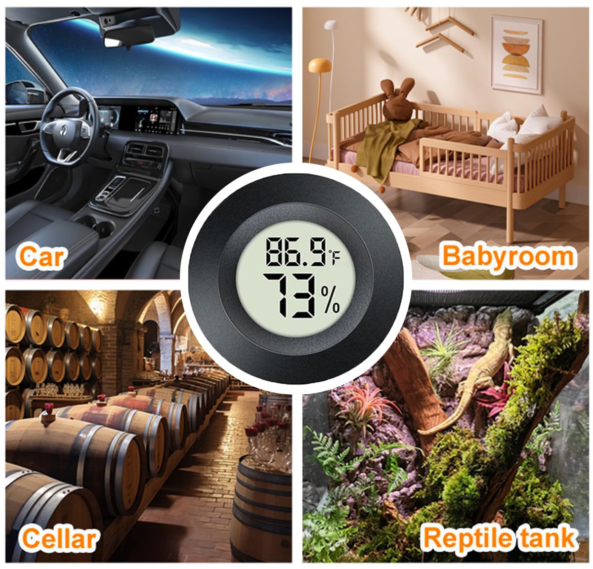 4 Pack Hygrometer Thermometer Digital Humidity Meter Indoor/Outdoor Humidity Monitor Reptile