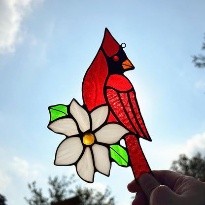 2 Packs Stained Glass Red Cardinal Memorial Gifts for Women, Stained Glass Window Hanging, Red