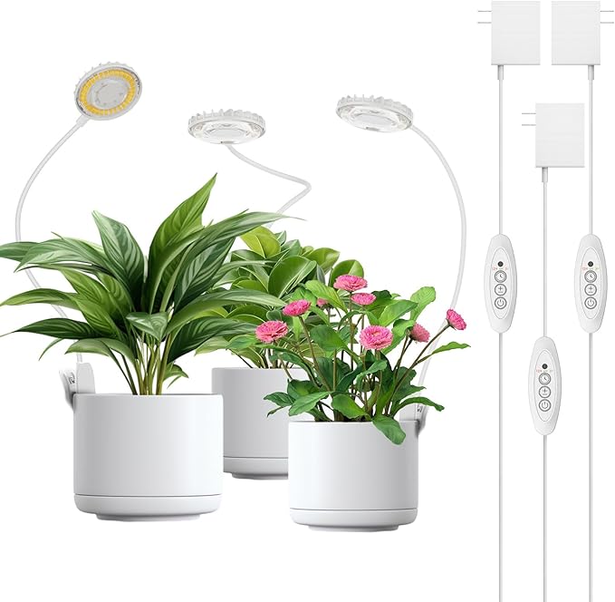 Plant Lights for Indoor Growing, Pot Clip on Grow Lights Full Spectrum, 12W Plant Growing Lamp with