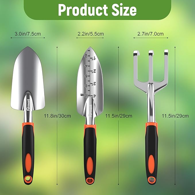 Garden Tool Set, 3 Pack Aluminum Heavy Gardening Kit Including Hand Shovel, Transplant Shovel and