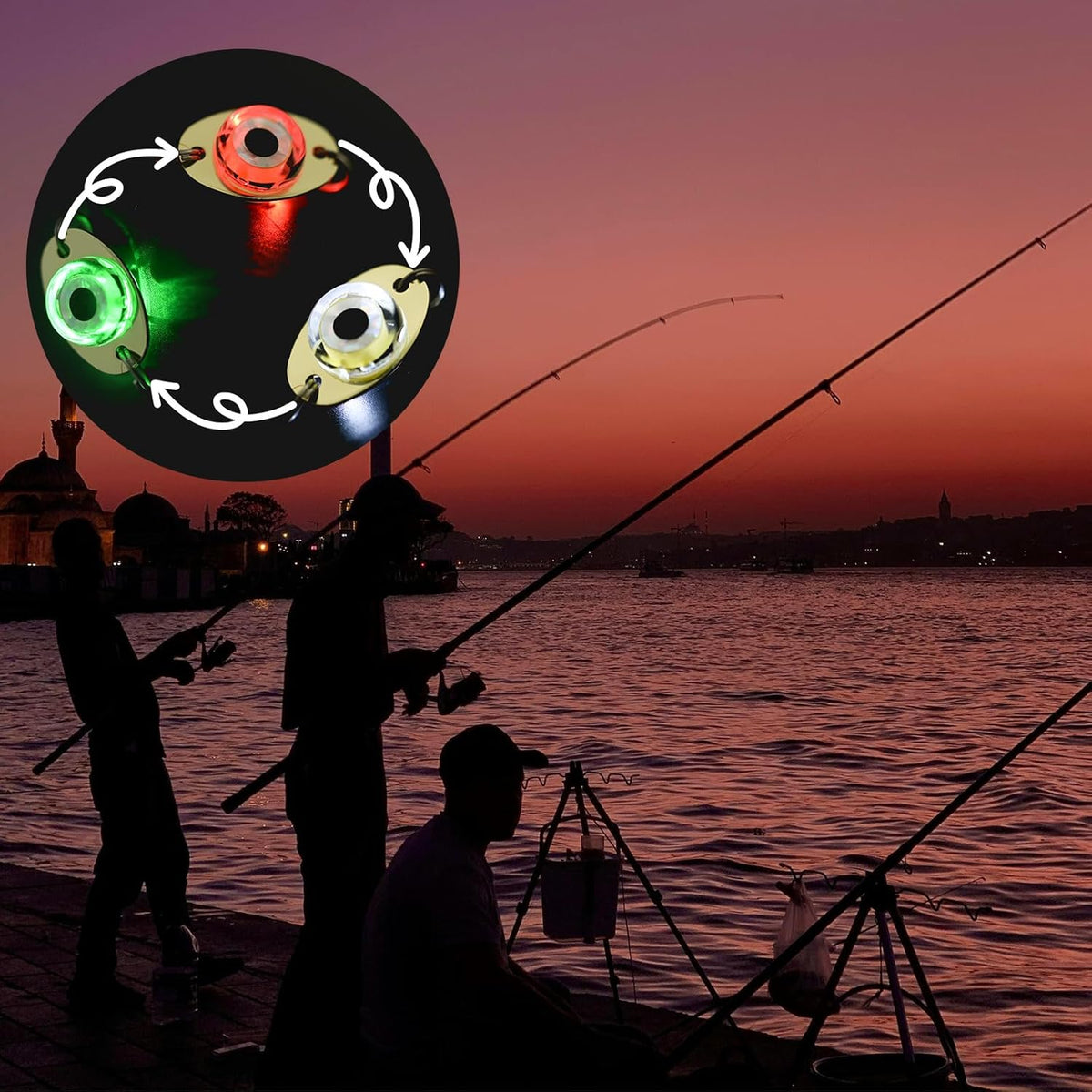 LED Underwater Fishing Lures，LED Lighted Bait Flasher，Deep Drop Fishing Lures，Fish Eye Attractive