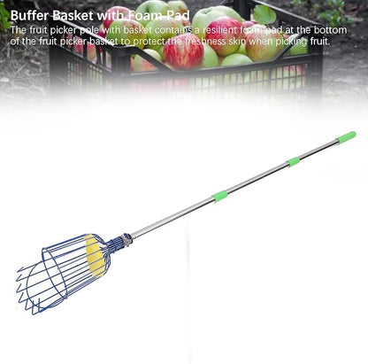 Fruits Catcher,Stainless Steel Fruit Picker Tool with Basket Pole Fruits Catcher Tree Picker Length