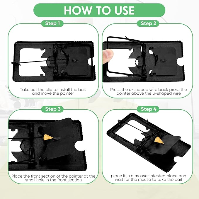 Qualirey 24 Pcs Classic Metal Rat Traps Reusable Mouse Trap Humane Effective Snap Rat Killer That