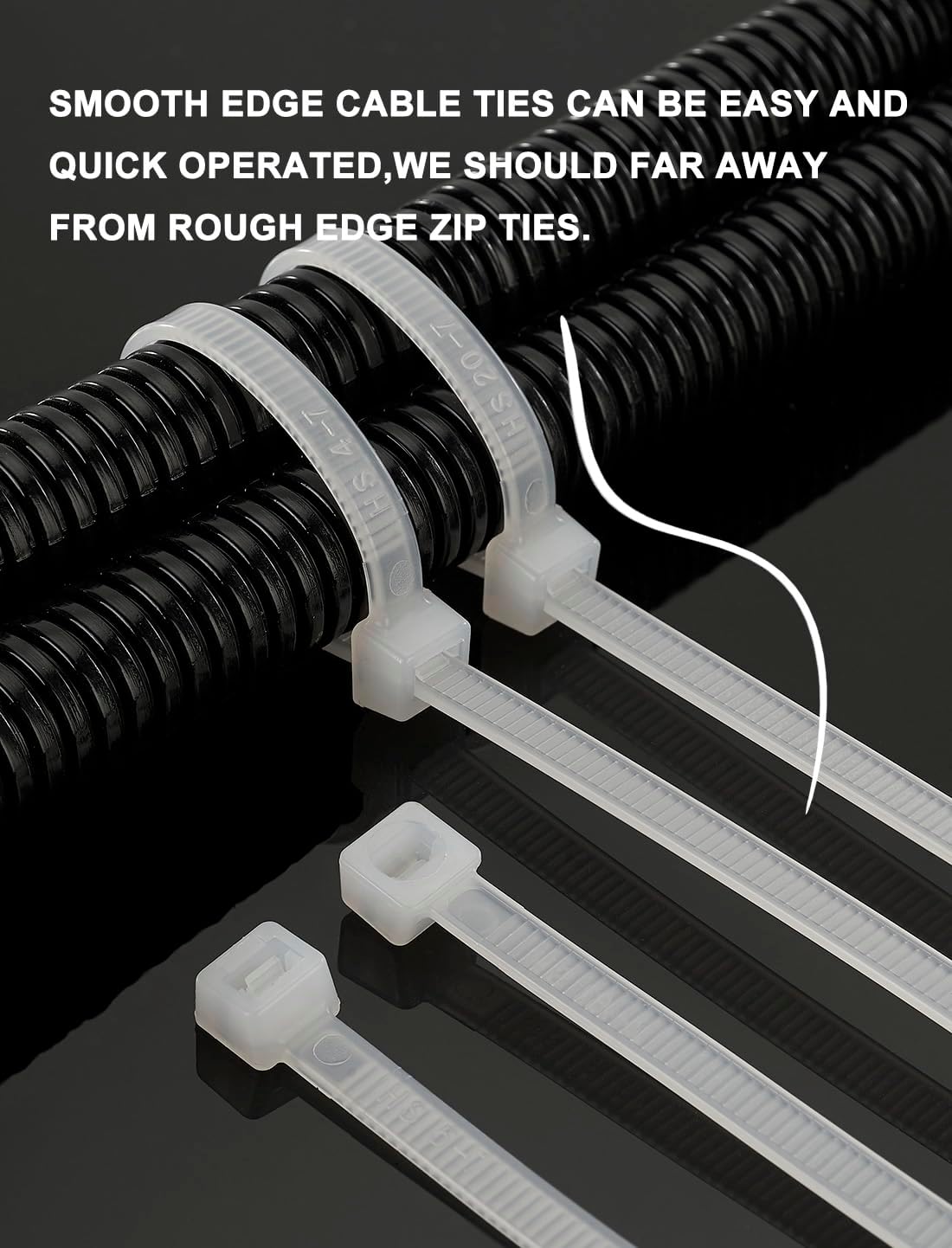 HS Long Heavy Duty Cable Tie Straps Plastic (50 Pack) Outdoor Strong Large Zip Ties 30