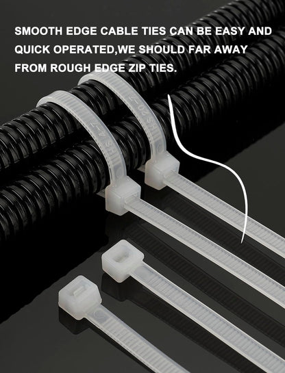 HS Long Heavy Duty Cable Tie Straps Plastic (50 Pack) Outdoor Strong Large Zip Ties 30
