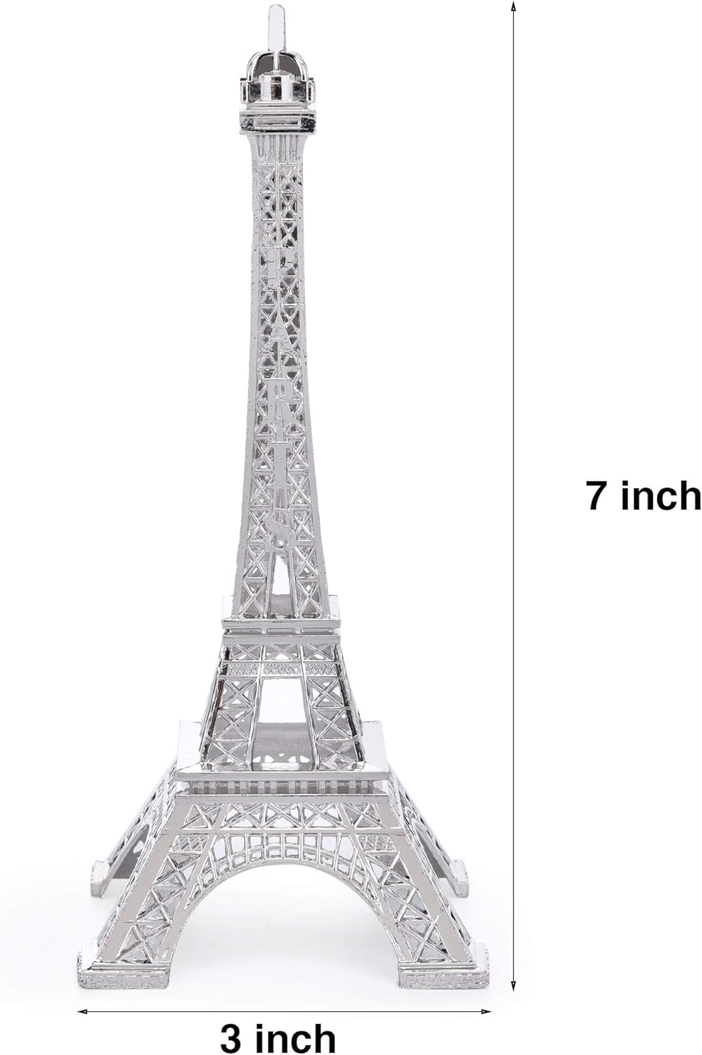 ESHATO Silver Metal Eiffel Tower Statue, 7inch Decorative Figurine Replica Stand Holder for Cake