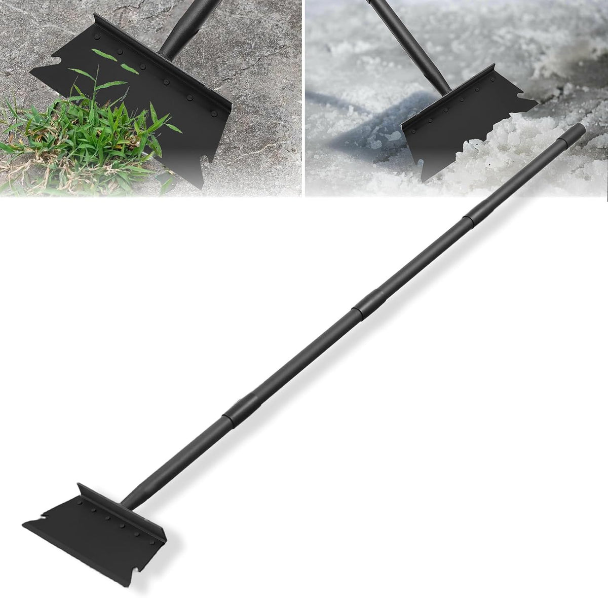 Garden Flat Shovel Scraper, Multifunctional Garden Cleaning Shovel with 59 Inch Long Handle, Heavy