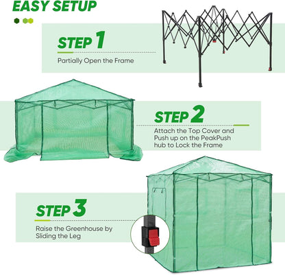 EAGLE PEAK 7x7 Pop up Greenhouse Portable Walk-in Outdoor Gardening Green House with 2 Foldable