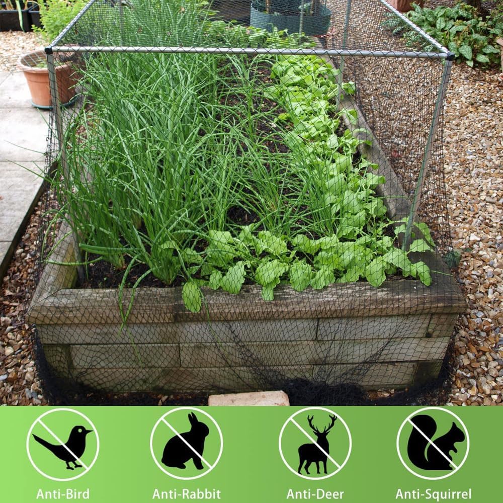 Bird Netting 50x50 Ft, 1 in Mesh Heavy Duty Garden Netting Pest Barrier for Plants, Fruit Trees