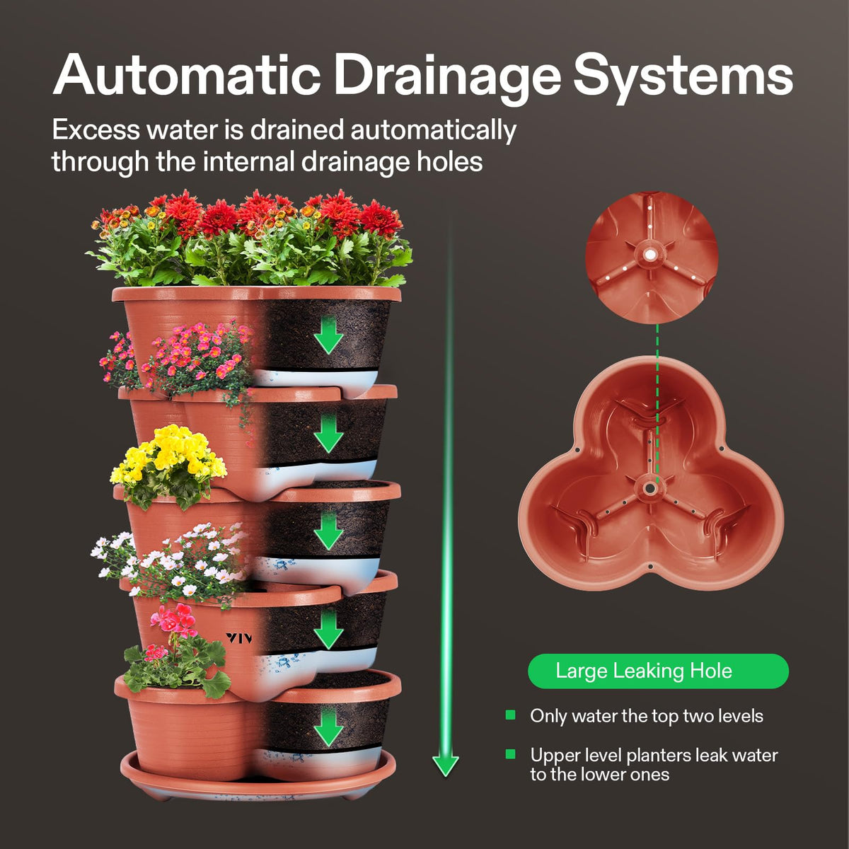 VIVOSUN 2-Pack 5 Tier Vertical Gardening Stackable Planter for Strawberries