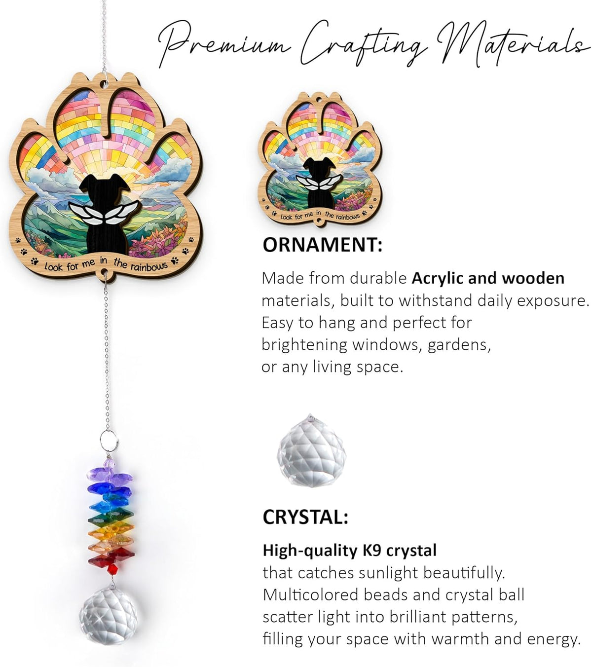 2 Layered Ornament Suncatcher - Rainbow Bridge - Christmas Birthday Gifts for Dog Lover - Dogs