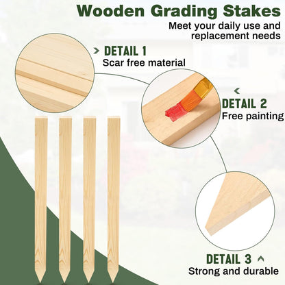 48 Pieces Wooden Garden Stakes 24 Inch Grade and Survey Stakes Wooden Garden and Sign Posts for