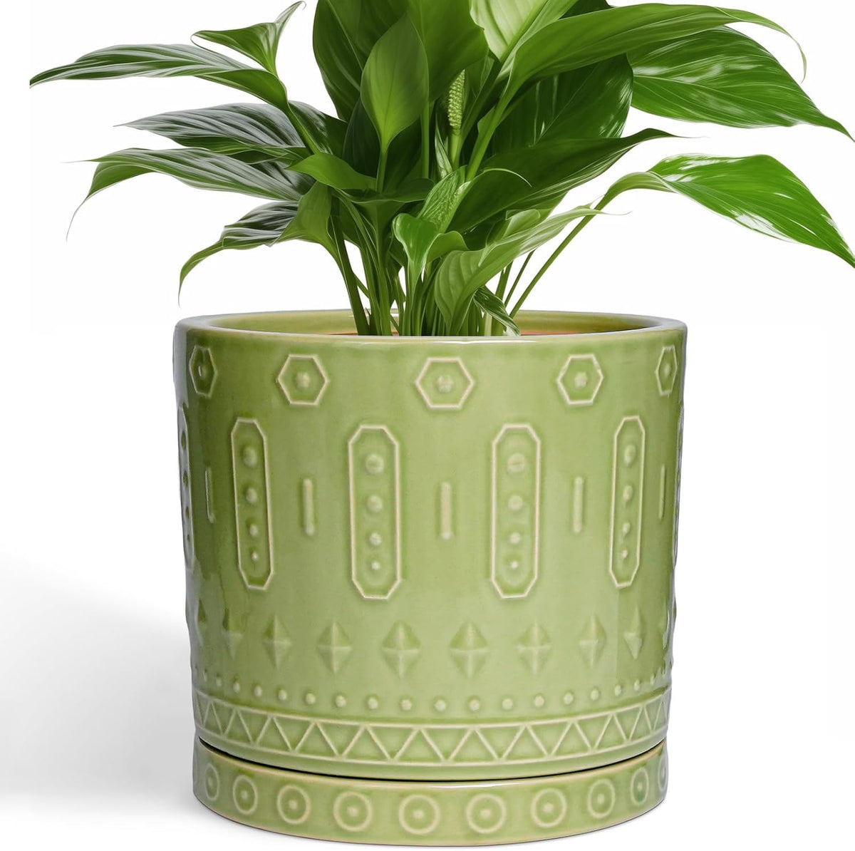 8 Inch Plant Pots - Ceramic Planter for Indoor Plants Outdoor, Round Ceramic Flower Pots with
