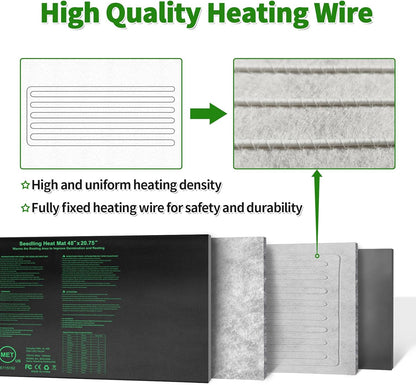 Seedling Heat Mat 48"x20.75", UL & MET-Certified Waterproof Plant Heating Pad for Germination