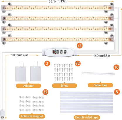 LED Plant Grow lamp, 3500K Full Spectrum Growing Light Strips for Indoor Small Plants with 3/9/12H