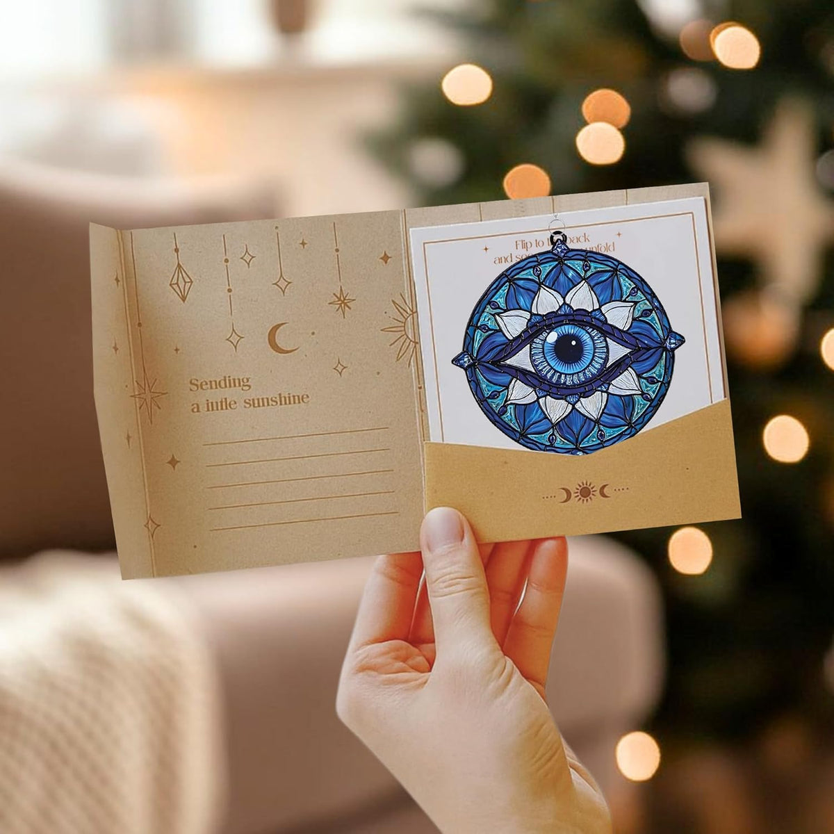 Mandala Evil Eye Acrylic Suncatcher Stained Glass Effect Boho Window Car Hanging Christmas Ornament
