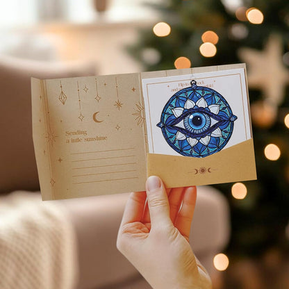 Mandala Evil Eye Acrylic Suncatcher Stained Glass Effect Boho Window Car Hanging Christmas Ornament