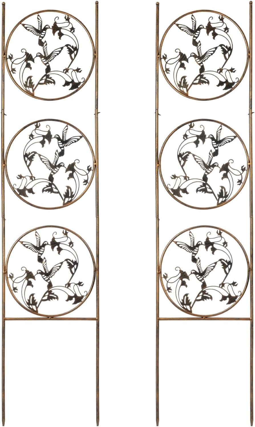 SUNNYPARK Set of 2 Hummingbird Metal Garden Trellis for Climbing Plants, Decorative Vegetables