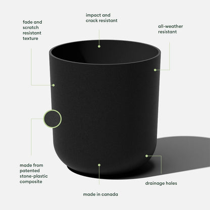Veradek Round Black Plastic Planter Pots for Indoor/Outdoor Garden Use, with Drainage Holes