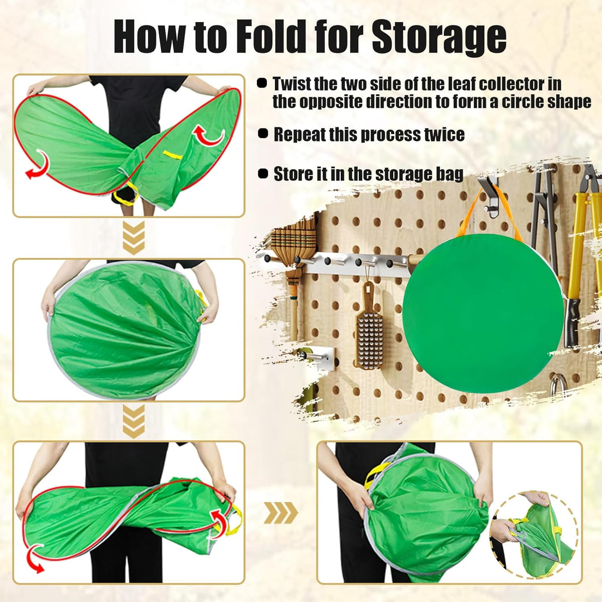 UQM Leaf Collector,Extra Large Portable Pop Up Leaf Bags, Foldable Leaf Pick Up Tools, Reusable