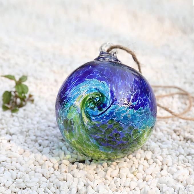 VCUTEKA Hanging Garden Gazing Ball, Hand-Blown Glass Witch Ball for Outdoor Garden Décor, 6"