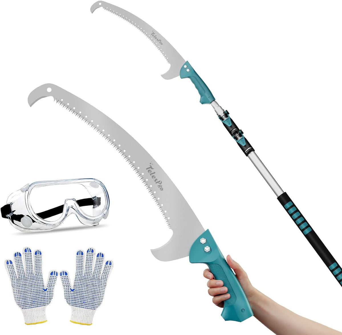 Extendable Tree Trimmer: Manual Pole Saw | 5-12ft Telescoping Pruning Pole for Tree Trimming | Saw