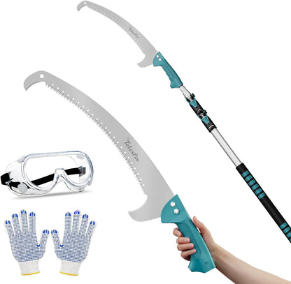 Extendable Tree Trimmer: Manual Pole Saw | 5-12ft Telescoping Pruning Pole for Tree Trimming | Saw