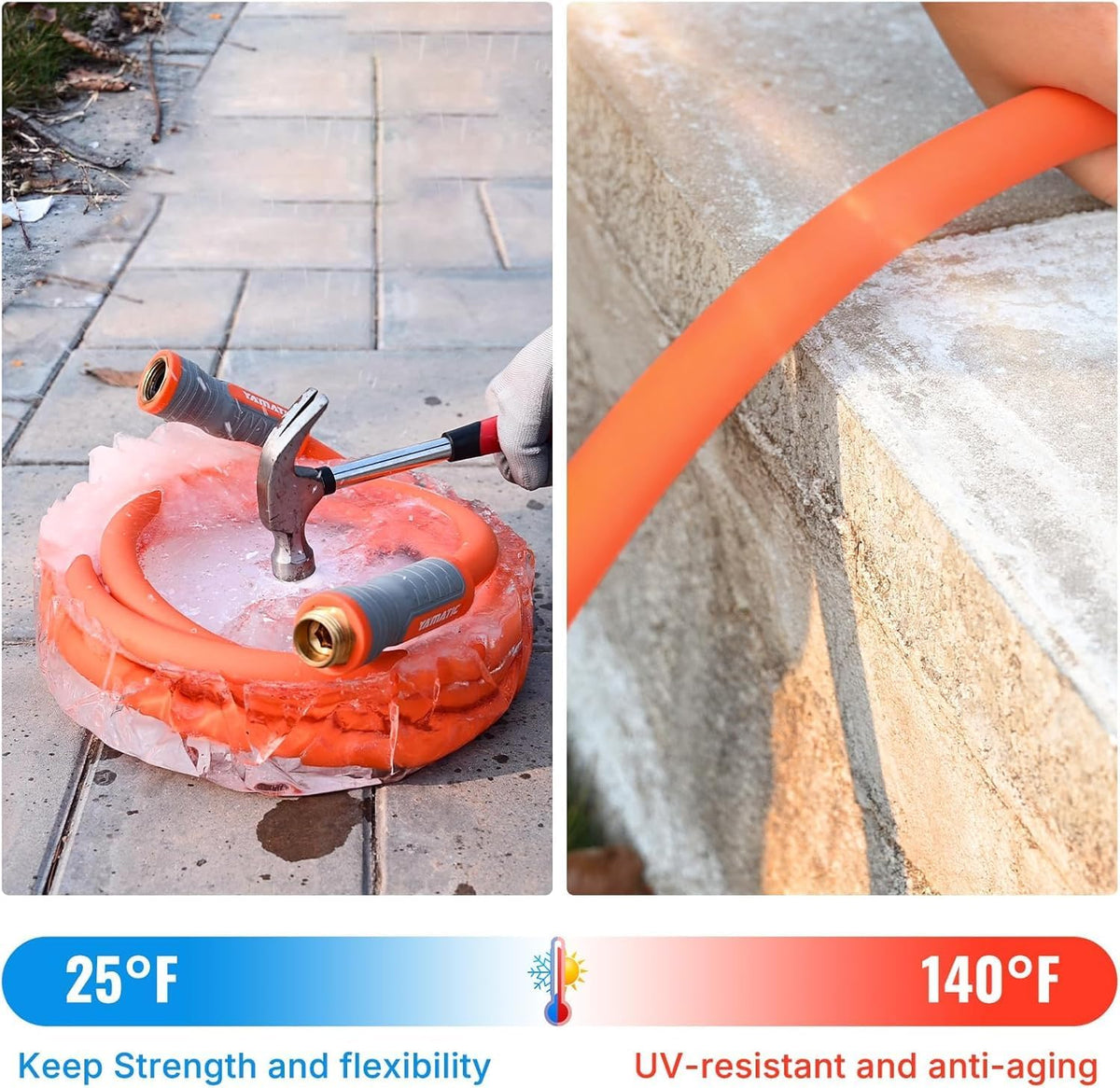 YAMATIC Heavy Duty Garden Hose 5/8 in x 30 ft with Swivel Fitting, Super Flexible Water Hose