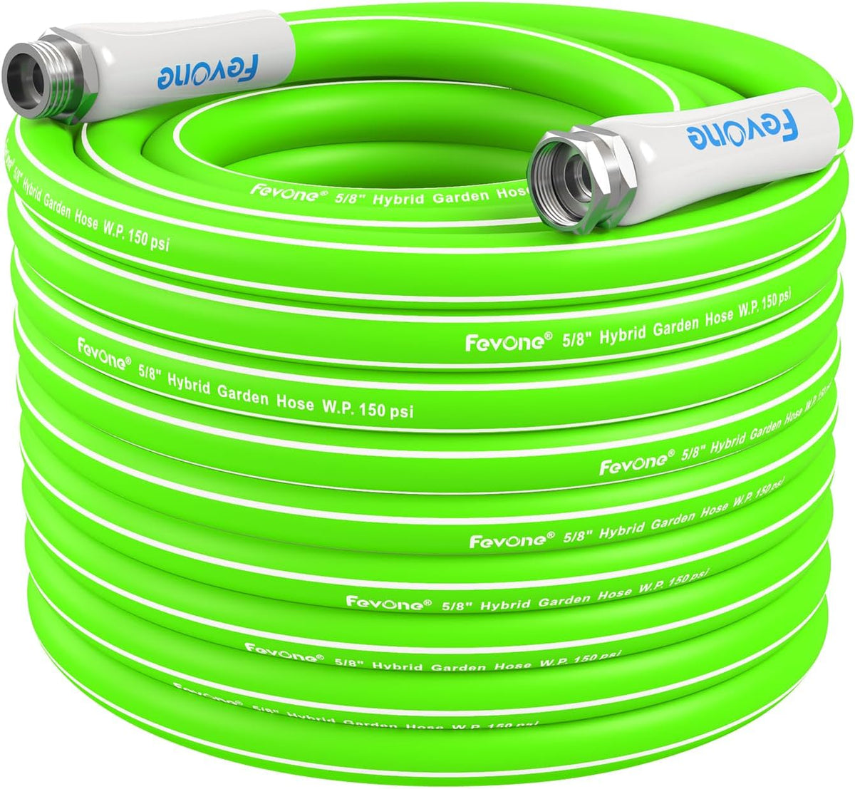 Fevone 100 ft x 5/8" Heavy Duty Garden Hose, Drinking Water Safe, Flexible & Kink-Free Hybrid