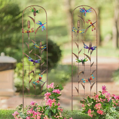 SUNNYPARK Set of 2 Dragonfly Metal Garden Trellis for Climbing Plants, Decorative Vegetables