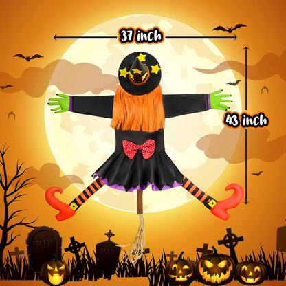 Halloween Decorations Outdoor Crashing Witch: 44'' Flying Crashed Witches Hanging into Tree