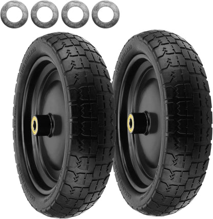 2 Pack 13 Inch Flat-Free Tires for Gorilla Cart, Heavy Duty Solid Replacement Wheels With 5/8 Inch