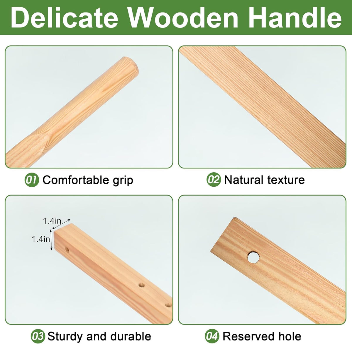 Nisorpa Wood Replacement Wheelbarrow Handles with 2 Wheelbarrow Wedge Heavy Duty Hardwood